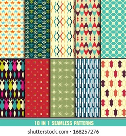 set of retro seamless pattern for making wallpaper