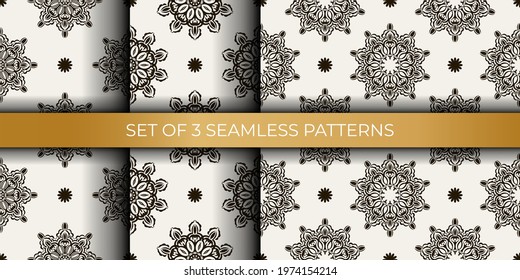 Set of retro seamless pattern with ornament. Good for clothing and textiles. Vector illustration.
