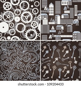 Set of retro seamless patterns - vector illustration