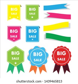 set of retro shopping label banner,flat icon design,vector,esp10,on white background,Vector illustration. Place for your text. Ribbons for business and design. Design elements