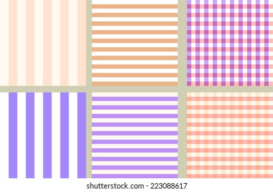 A set of retro simple seamless striped and chequered patterns 