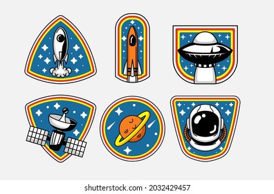 Set of Retro space badge logo design