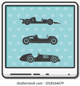 Set of retro sport car flat vector icons.
