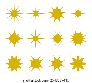 Set of retro star sparkle icons. Futuristic sparkle shapes. 