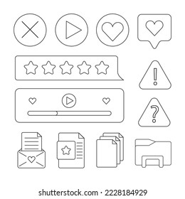 Set of retro stickers. Doodle style. 90s retro vaporwave old desktop user interface elements. Cute nostalgic computer ui, vintage aesthetic icons and windows vector set. stock stylish graphics