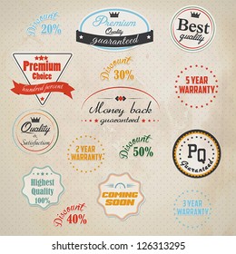 Set of retro stickers and labels. Vector