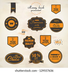 Set of retro stickers and labels. Vector