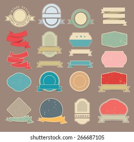 Set of retro stickers and ribbons