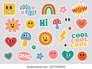 Set of retro stickers. Vector illustration