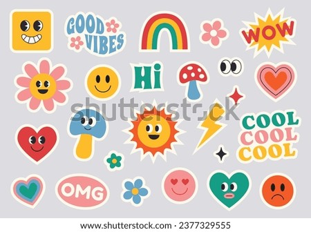 Set of retro stickers. Vector illustration