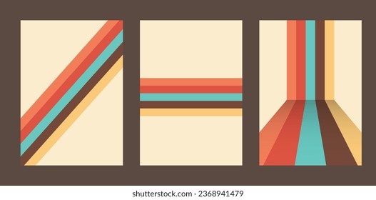 set of retro stripes background, flyer and poster background design set