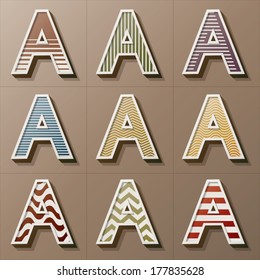 Set of Retro Style Alphabet A, Eps 10 Vector, Editable for Any Background, No Clipping Masks