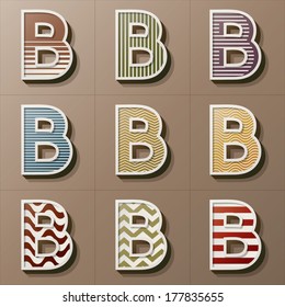 Set of Retro Style Alphabet B, Eps 10 Vector, Editable for Any Background, No Clipping Masks