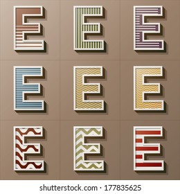 Set of Retro Style Alphabet E, Eps 10 Vector, Editable for Any Background, No Clipping Masks