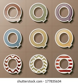 Set of Retro Style Alphabet Q, Eps 10 Vector, Editable for Any Background, No Clipping Masks