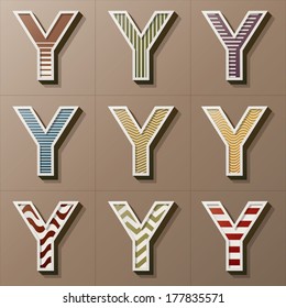 Set of Retro Style Alphabet Y, Eps 10 Vector, Editable for Any Background, No Clipping Masks