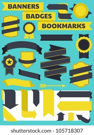 A set of retro style banners, bookmarks and badges.