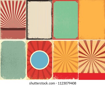 Set of retro style grunge backgrounds. Design element for poster, card, print, banner, flyer. Vector image