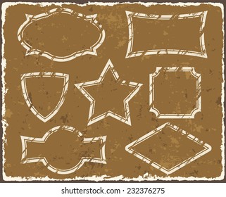 Set of retro style grunge frames. Vector illustration.