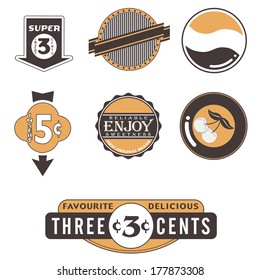 set of retro style labels