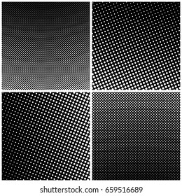 Set of Retro Style Pop Art , Black Background with White Dots ,Gradient from Upper Right to Bottom Left and Vice Versa, Gradient Down Up and Contrariwise, Vector Illustration 