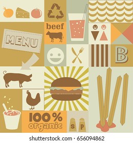 Set of Retro style restaurant or bistro menu design. Calligraphic titles and symbols for restaurant or bistro, vector 
