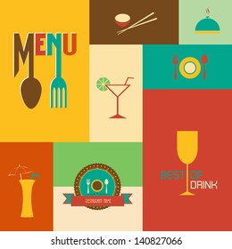 Set of Retro style restaurant menu design