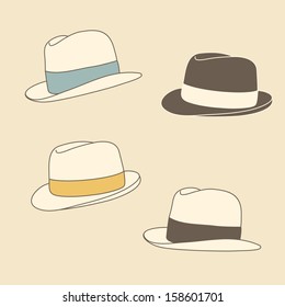 set of retro styled fedora hipster hats