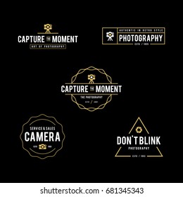 Set of retro styled photography badges and labels