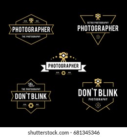 Set of retro styled photography badges and labels