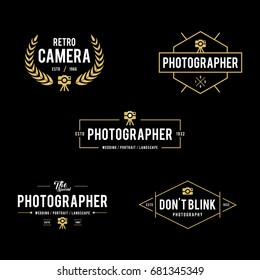 Set of retro styled photography badges and labels