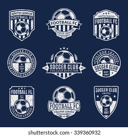 Set of retro styled soccer football club logo templates.