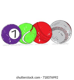 Set of retro styled sport balls, Vector illustration