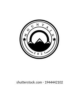 Set of retro styled vector mountain and outdoor adventures logo