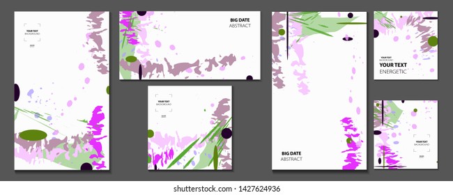 Set retro summer flyer abstract templates in coral orange blue and lines 3d holiday colorful vector