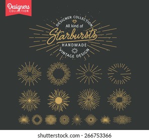 Set of Retro Sun burst shapes for your next vintage design project | Collection of Sun ray frames vector design elements | Handmade quality illustration  - Designers Collection