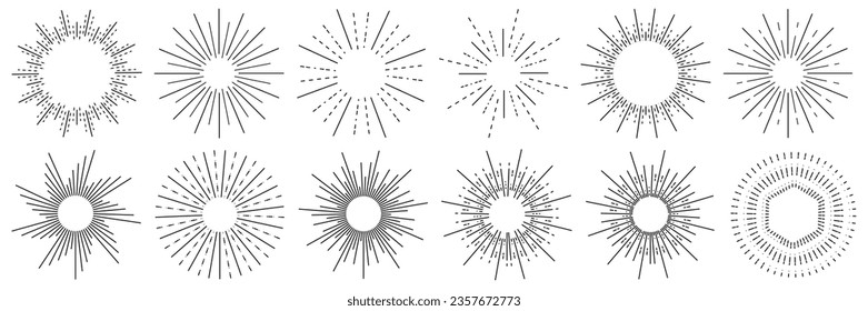 set of retro sunburst design elements