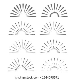 set of retro sunburst frames isolated on white background