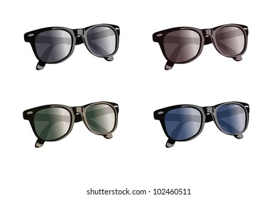 Set of retro sunglasses isolated on a white background. Vector illustration.