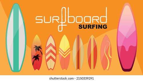 set of retro surfboards vector