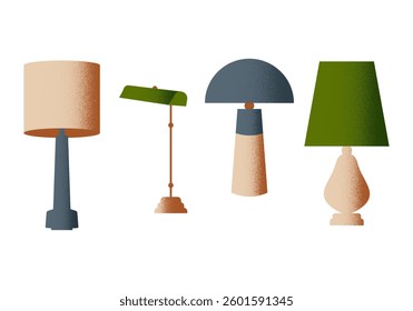 Set of retro table lamps with grain texture, vintage table lamps