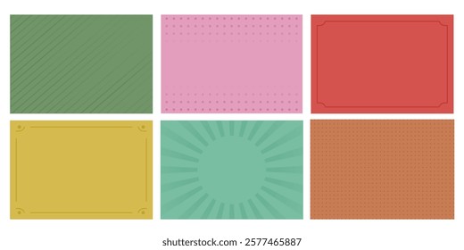 Set of retro texture in style of 60s, 80s, 70s. Abstract Trendy card with rays of sun, circles, lines. Nostalgia for vintage time. Vector illustration for advertising, banners, invitation