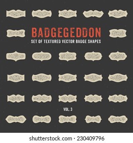 Set of retro textured with grunge effect vector badge shapes, collection of design elements for creating retro logos with that vintage touch (volume 3)