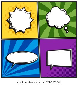 Set of retro thinking speech bubbles in Pop Art comic style. Vector collection