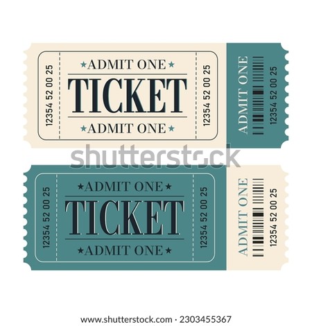 Set of retro tickets design template. Admit one.Ticket for cinema, movie,circus,carnaval,film,festival etc.Vector illustration