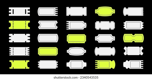 Set of retro tickets shapes, stickers, labels with copy space, old fashioned ticket frames, vector design elements.