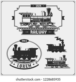 Set von Retro-Zügen Embleme, Etiketten, Abzeichen und Design-Elemente. Print-Design für T-Shirts.