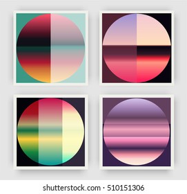 Set of Retro Trendy Cards with Flat  Design. Applicable for Covers, Placards, Posters, Flyers and Banner Designs. 