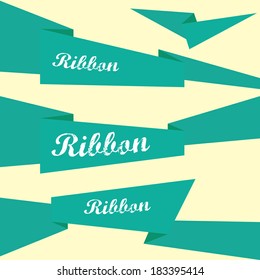 Set of retro turquoise ribbons and labels. Vector illustration. turquoise bow collection