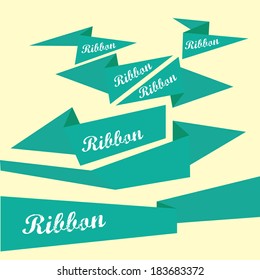 Set of retro turquoise ribbons and labels. Vector illustration. violet bow collection